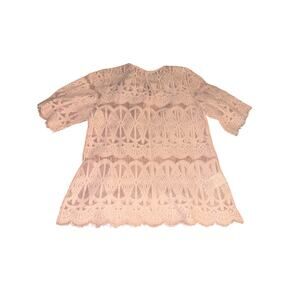 BCBG Lace Tunic Top | Romantic Boho Chic | Scalloped Hem medium